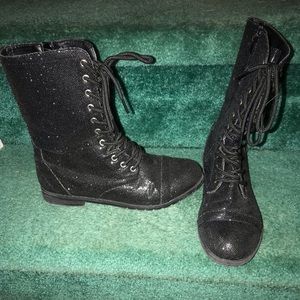 Sparkly Black Combat Boots